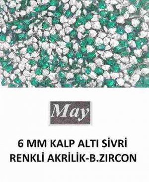 6 MM KALP ALTI SİVRİ RENKLİ AKRİLİK-BLUE ZIRCON
