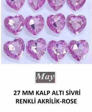 27 MM KALP ALTI SİVRİ RENKLİ AKRİLİK-ROSE