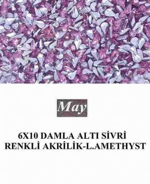 6X10 DAMLA ALTI SİVRİ RENKLİ AKRİLİK-LIGHT AMETHYST