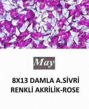 8X13 DAMLA ALTI SİVRİ RENKLİ AKRİLİK-ROSE