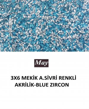 3X6 MEKİK ALTI SİVRİ RENKLİ AKRİLİK-BLUE ZIRCON