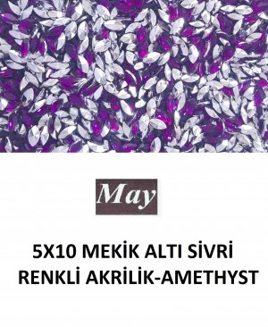 5X10 MEKİK ALTI SİVRİ RENKLİ AKRİLİK-AMETHYST