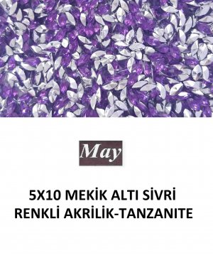 5X10 MEKİK ALTI SİVRİ RENKLİ AKRİLİK-TANZANITE