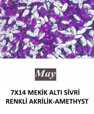 7X14 MEKİK ALTI SİVRİ RENKLİ AKRİLİK-AMETHYST