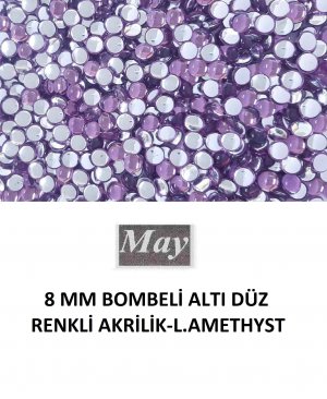 8 MM BOMBELİ ALTI DÜZ RENKLİ AKRİLİK-LIGHT AMETHYST