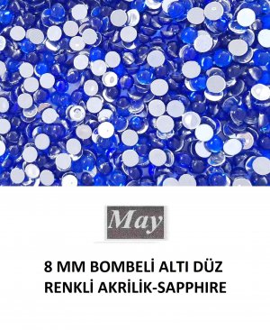 8 MM BOMBELİ ALTI DÜZ RENKLİ AKRİLİK-SAPPHIRE