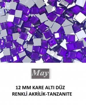 12 MM KARE ALTI DÜZ RENKLİ AKRİLİK-TANZANITE