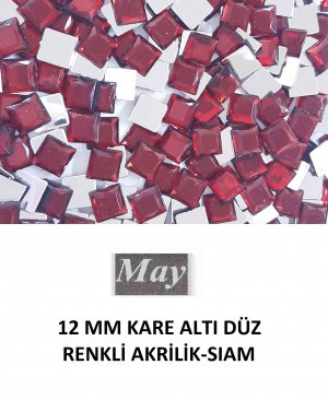 12 MM KARE ALTI DÜZ RENKLİ AKRİLİK-SIAM