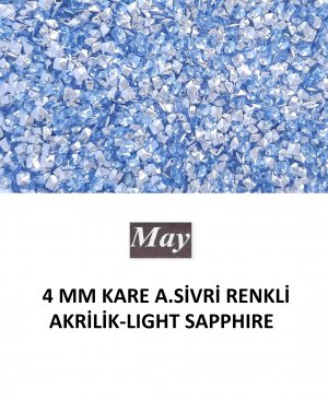 4 MM KARE ALTI SİVRİ RENKLİ AKRİLİK-LIGHT SAPPHIRE