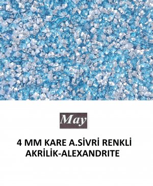 4 MM KARE ALTI SİVRİ RENKLİ AKRİLİK-ALEXANDRITE