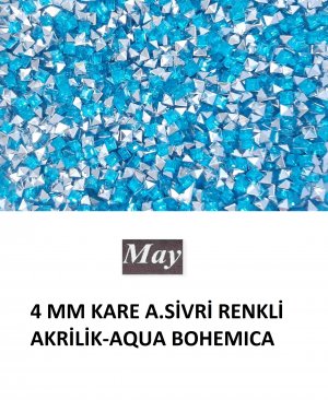 4 MM KARE ALTI SİVRİ RENKLİ AKRİLİK-AQUA BOHEMICA