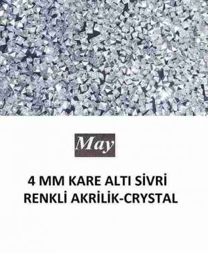 4 MM KARE ALTI SİVRİ RENKLİ AKRİLİK-CRYSTAL