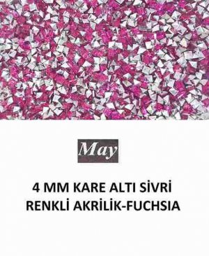 4 MM KARE ALTI SİVRİ RENKLİ AKRİLİK-FUCHSIA