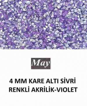 4 MM KARE ALTI SİVRİ RENKLİ AKRİLİK-VIOLET