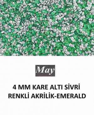 4 MM KARE ALTI SİVRİ RENKLİ AKRİLİK-EMERALD