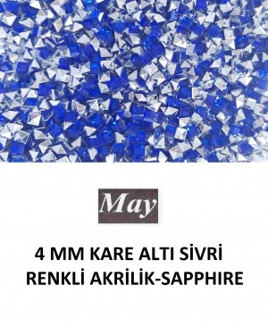 4 MM KARE ALTI SİVRİ RENKLİ AKRİLİK-SAPPHIRE