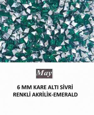 6 MM KARE ALTI SİVRİ RENKLİ AKRİLİK-EMERALD