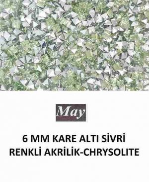 6 MM KARE ALTI SİVRİ RENKLİ AKRİLİK-CHRYSOLITE