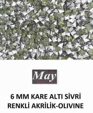 6 MM KARE ALTI SİVRİ RENKLİ AKRİLİK-OLIVINE