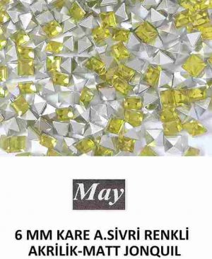 6 MM KARE ALTI SİVRİ RENKLİ AKRİLİK-MATT JONQUIL