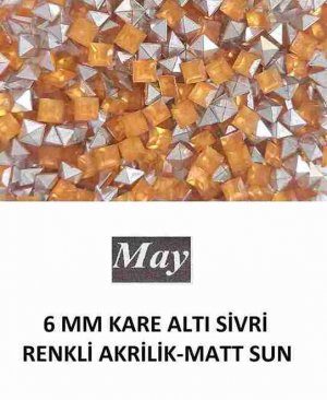 6 MM KARE ALTI SİVRİ RENKLİ AKRİLİK-MATT SUN