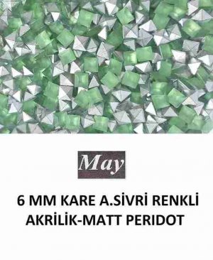 6 MM KARE ALTI SİVRİ RENKLİ AKRİLİK-MATT PERIDOT