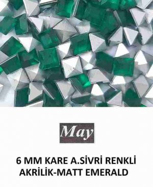 6 MM KARE ALTI SİVRİ RENKLİ AKRİLİK-MATT EMERALD