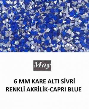 6 MM KARE ALTI SİVRİ RENKLİ AKRİLİK-CAPRI BLUE