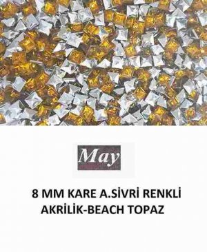 8 MM KARE ALTI SİVRİ RENKLİ AKRİLİK-BEACH TOPAZ