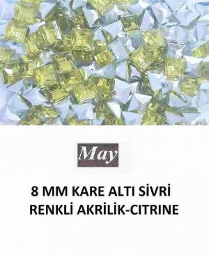 8 MM KARE ALTI SİVRİ RENKLİ AKRİLİK-CITRINE