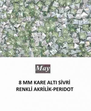 8 MM KARE ALTI SİVRİ RENKLİ AKRİLİK-PERIDOT