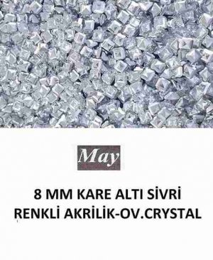 8 MM KARE ALTI SİVRİ RENKLİ AKRİLİK-OV.CRYSTAL