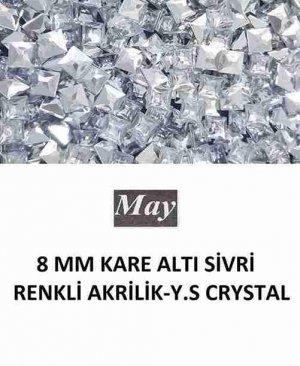 8 MM KARE ALTI SİVRİ RENKLİ AKRİLİK-Y.S CRYSTAL