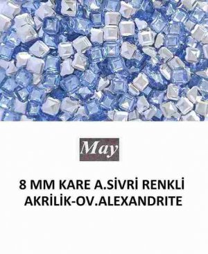 8 MM KARE ALTI SİVRİ RENKLİ AKRİLİK-OV.ALEXANDRITE