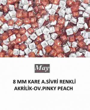 8 MM KARE ALTI SİVRİ RENKLİ AKRİLİK-OV.PINKY PEACH