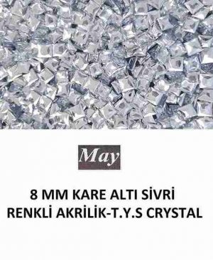 8 MM KARE ALTI SİVRİ RENKLİ AKRİLİK-T.Y.S CRYSTAL