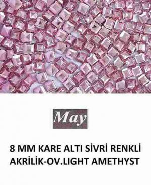 8 MM KARE ALTI SİVRİ RENKLİ AKRİLİK-OV.LIGHT AMETHYST