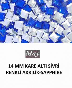 14 MM KARE ALTI SİVRİ RENKLİ AKRİLİK-SAPPHIRE