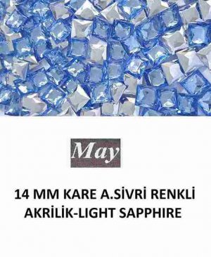 14 MM KARE ALTI SİVRİ RENKLİ AKRİLİK-LIGHT SAPPHIRE