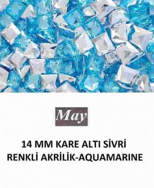 14 MM KARE ALTI SİVRİ RENKLİ AKRİLİK-AQUAMARINE