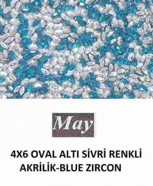 4X6 OVAL ALTI SİVRİ RENKLİ AKRİLİK-BLUE ZIRCON