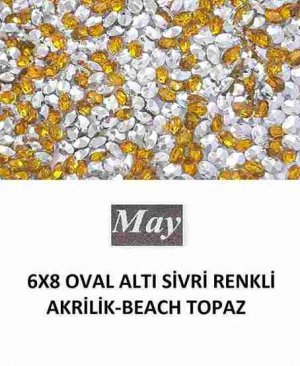 6X8 OVAL ALTI SİVRİ RENKLİ AKRİLİK-BEACH TOPAZ