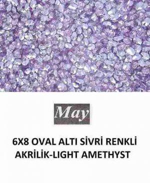 6X8 OVAL ALTI SİVRİ RENKLİ AKRİLİK-LIGHT AMETHYST