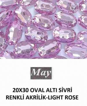 20X30 OVAL ALTI SİVRİ RENKLİ AKRİLİK-LIGHT ROSE