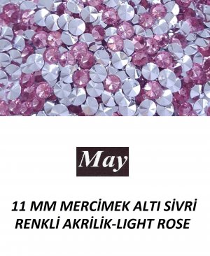 11 MM MERCİMEK ALTI SİVRİ RENKLİ AKRİLİK-LIGHT ROSE