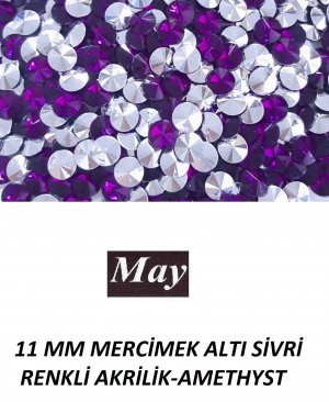 11 MM MERCİMEK ALTI SİVRİ RENKLİ AKRİLİK-AMETHYST