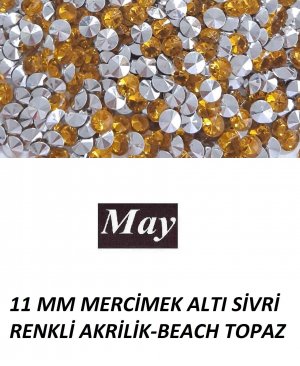 11 MM MERCİMEK ALTI SİVRİ RENKLİ AKRİLİK-BEACH TOPAZ