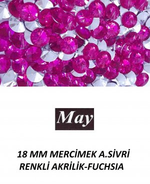 18 MM MERCİMEK ALTI SİVRİ RENKLİ AKRİLİK-FUCHSIA