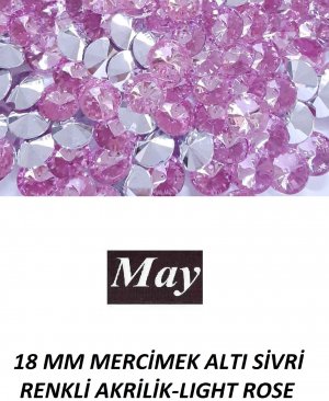 18 MM MERCİMEK ALTI SİVRİ RENKLİ AKRİLİK-LIGHT ROSE