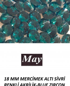 18 MM MERCİMEK ALTI SİVRİ RENKLİ AKRİLİK-BLUE ZIRCON